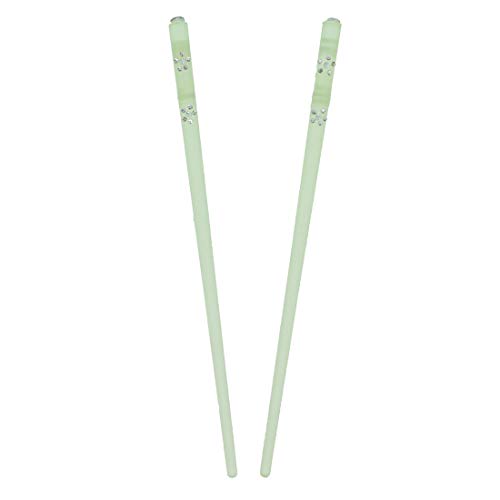 7.5 Inch Clear Decorative Hair Sticks with Flower Accents, 6-Piece Set
