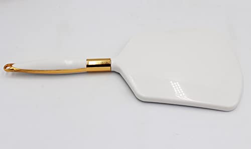 Eaoundm Hand Held Mirror with Handle 4.8x4.3 Inch, White, 9.3-Inch Length