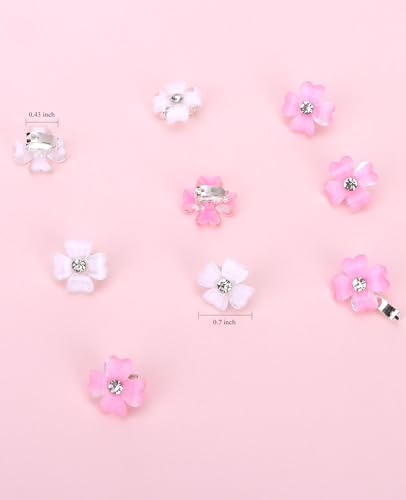 Wecoe 20 Pcs Pink & White Flower Hair Clips - Tiny Decorative Clips for Women & Kids