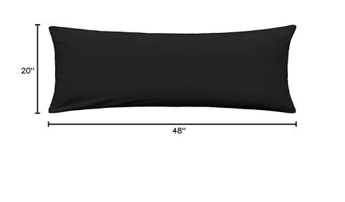 iMaylex 100% Egyptian Cotton Zipper Pillow Case - Black, 20" x 48"
