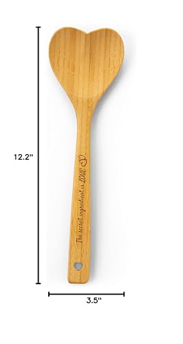 Heart Shaped Bamboo Wooden Spoon with Engraved Handle