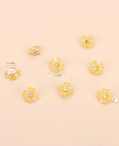 Wecoe Yellow Flower Hair Clips 20 Pcs Tiny Bling Four-Petal Hair Accessories for Women