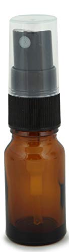 Vivaplex 10 ml Amber Glass Bottles with Black Fine Mist Sprayers – Pack of 24