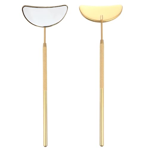 Stainless Steel Lash Mirror 2-Pack – Half Moon Detachable Eyelash Inspection Mirrors for Lash Extensions