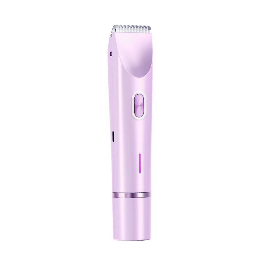 ANFOOS Women's Electric Shaver Bikini Trimmer for Women Razors 2-in-1 Dual Head Design IPX7 Waterproof Wet & Dry Use Body Groomer Hair Trimmer Remover for Facial Underarm Arm Face Leg Bikini (Purple)