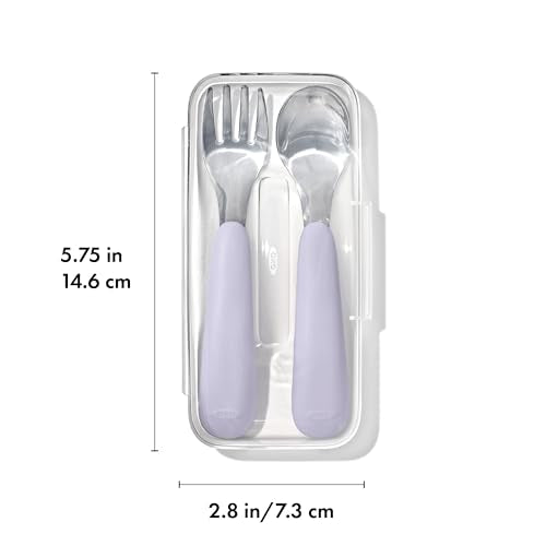 OXO Tot On-The-Go Fork and Spoon Set - Lilac | Travel Utensils