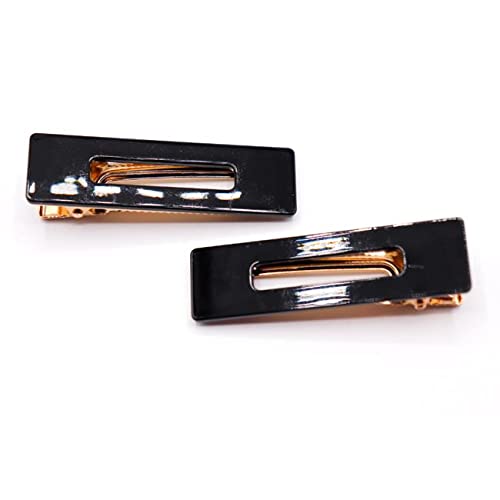 Bellefixe Premium Black Hair Clips - 2 Pack with Gold Hardware