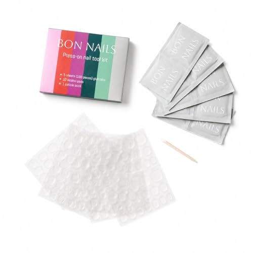 BON NAILS Press-On Nail Prep & Application Kit with 180 Adhesive Tabs