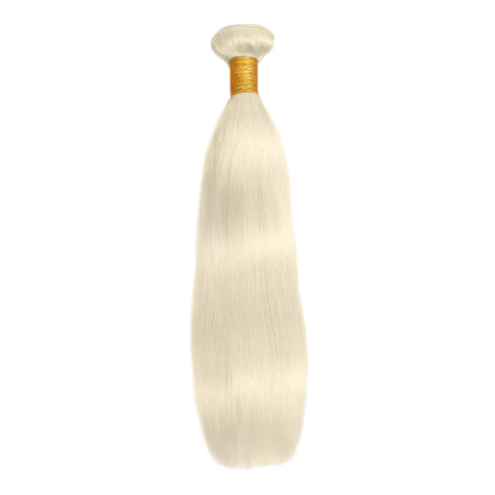 16 Inch #88 Platinum Blonde Bundles Straight Bundles Human Hair Platinum Blonde Straight Bundle Unprocessed Brazilian Virgin Weave Hair 1 Bundle 50 Gram Per Bundle for Black Women