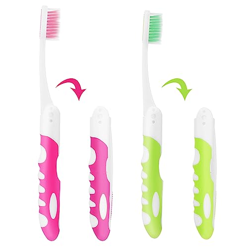 Ouligay Portable Folding Toothbrushes - 2 Pack for Travel & Camping