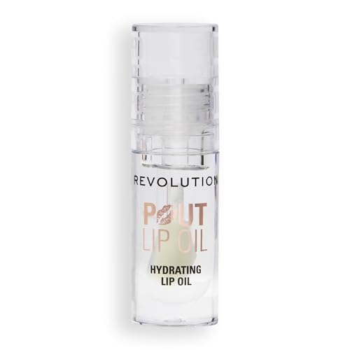 Revolution Pout Lip Oil Lychee Clear 0.13 Fl Oz - Nourishing, High-Shine Lip Gloss