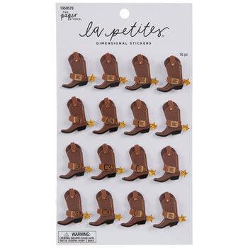 3D Cowboy Boot Dimensional Stickers - 16 Pack for Crafts