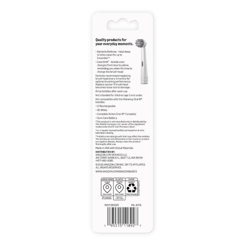 Amazon Basics 5 Pack Electric Toothbrush Replacement Heads for Oral-B, White, (Fits Most Models Except iO)