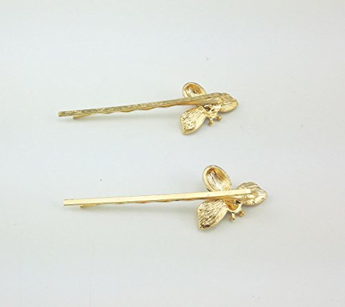 Yueton Pack of 4 Bee Hair Pins Crystal Hair Clip for Side Bangs