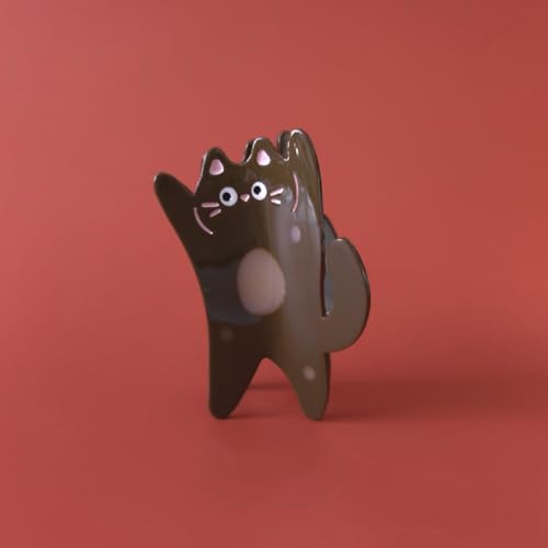 Funny Standing Cat Hair Claw Clip - Durable Brown Acetate Hair Accessory