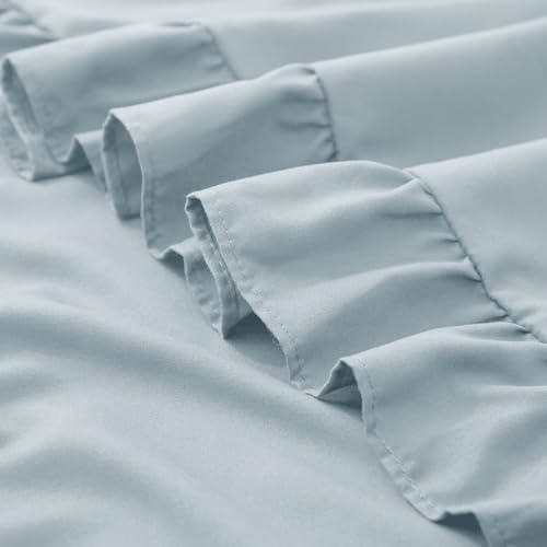 Dusty Blue Ruffle Pillow Covers - 24x24 Inches, 2 Pack