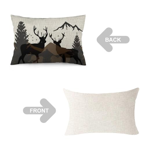 ITFRO Deer Pine Tree Decorative Throw Pillow Cover - 12x20 inch