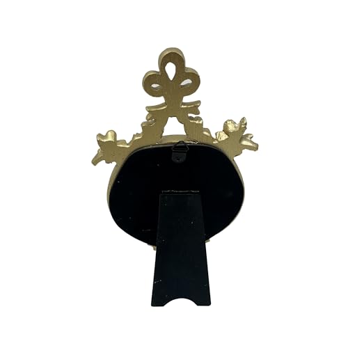 Vintage Gold Makeup Desk Mirror with Ornate Bow Design