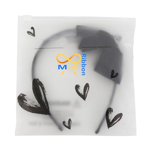 Fashion Black Bow Headband with Large Grosgrain Bow - Handmade Hair Band for Girls & Toddlers (Midi Ribbon)