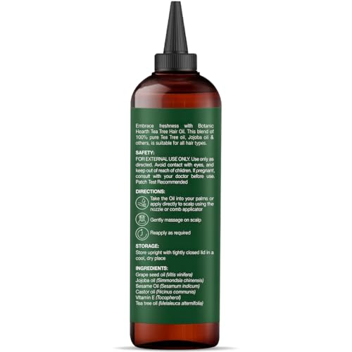 Botanic Hearth 100% Pure Tea Tree Scalp Oil for Hair Growth, Dandruff & Itchy Scalp Relief 6.7 Fl Oz | Infused with Coconut Oil | Repairs Dry Damaged Hair & Strengthens Hair | All Hair Types