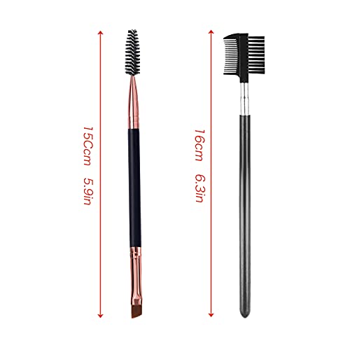 Professional Duo Eyebrow Brush & Eyelash Comb Set - Black