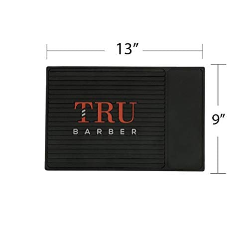 TRU BARBER Black Flexible PVC Station Mat for Barbershop & Salon Workstations