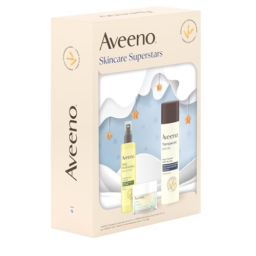 Aveeno Skincare Superstars Gift Set - Moisturizer, Oil Mist & Shave Gel