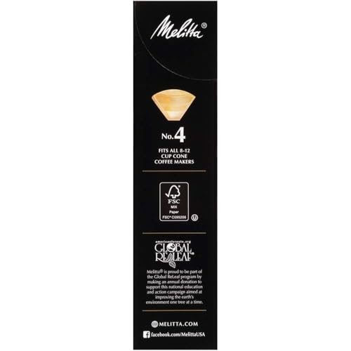 Melitta #4 Unbleached Cone Coffee Filters - 80 Count