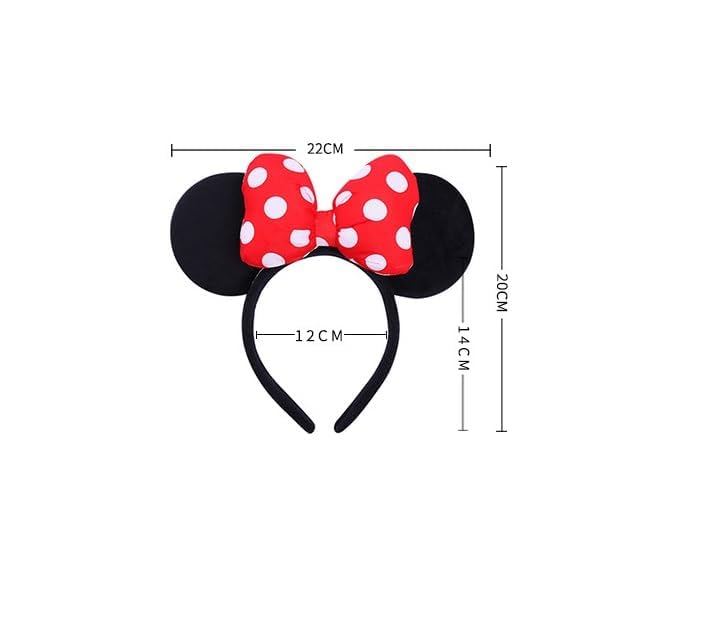 LED Light Up Mouse Ears Headband with Bow - Red 3