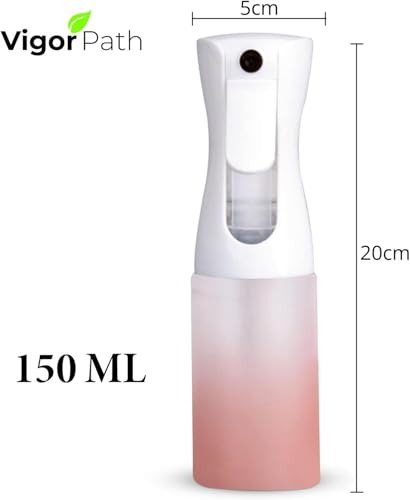 VIGOR PATH 150ml Continuous Mist Spray Bottle for Hair, Plants & Home