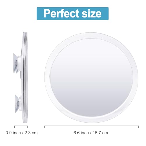 Fogless Shower Mirror for Shaving and Makeup with 3 Removable Powerful Suction Cups, Shatterproof Anti Fog Mirror for Shower and Bathroom, Glassless Safety Kids Mirror