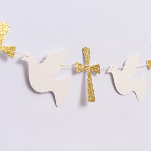 Elegant Christening Dove and Cross Banner for Religious Celebrations