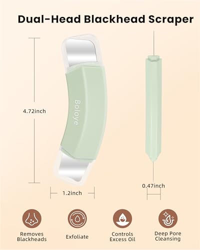 Boloye Dual-Head Blackhead Remover Tool - Stainless Steel Face Scraper
