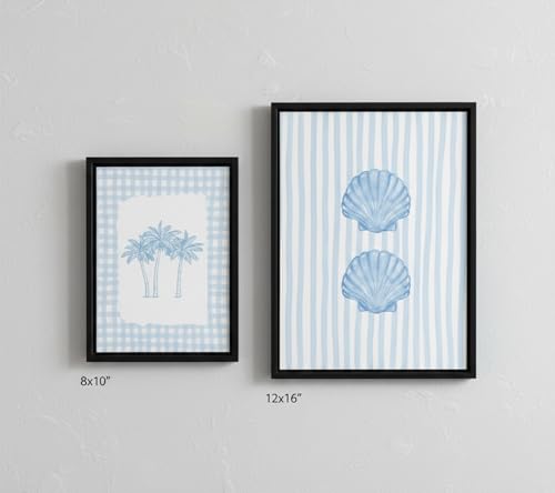 Blue Preppy Coastal Wall Art Set - 6 Unframed Posters for Girls Room