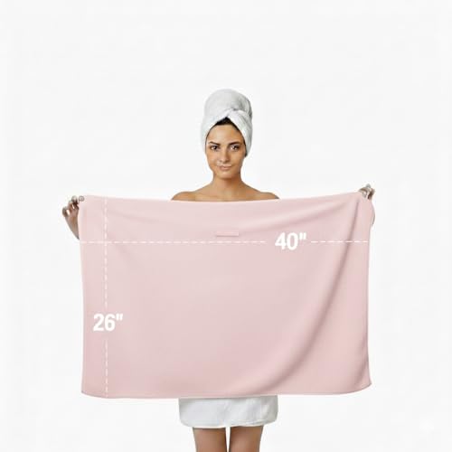 KEEPOZ 100% Cotton Hair Towel Wrap, Super Absorbent Quick Dry Towel (Pink)
