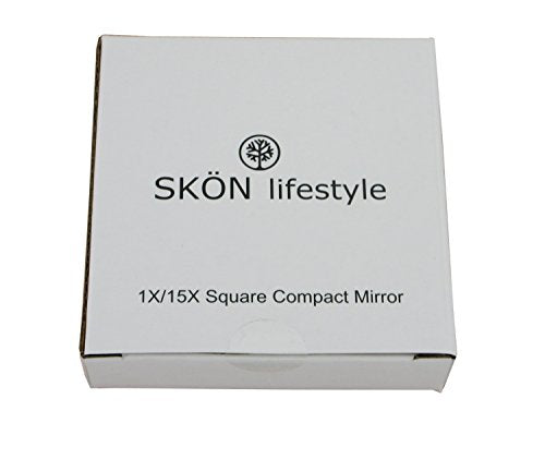 Skön Missy 15X/1X Compact Glass Mirror in Black – 180° opening, magnetic closure