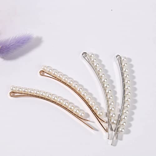 Silver Pearl Hair Clips Set - Vintage Bobby Pins for Women & Girls, 2 Pack