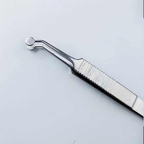 Mitoltpoci Stainless Steel Round Tip Eyelid Massage Forceps – Round Tip Horizontal Handle Tweezer