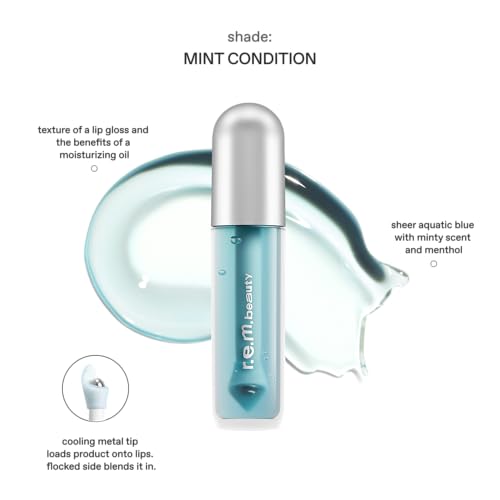 r.e.m. beauty Essential Drip Lip Oil - Mint Condition | Hydrating Oil-Gloss with Cooling Applicator