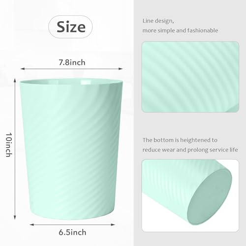 Compact 1.8 Gallon Light Green Plastic Trash Can - Multi-Purpose Wastebasket