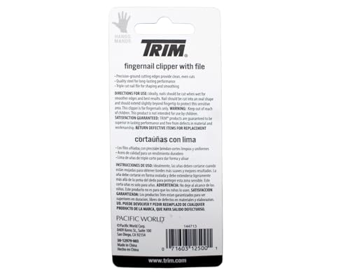 Trim Nail Care Fingernail Clippers - 3 Pack with Nail File