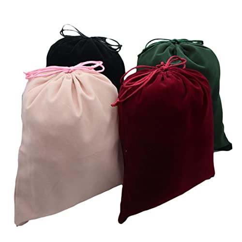 Aestivate 8-Pack Large Velvet Drawstring Pouches - 8x10 Inch Black Bags
