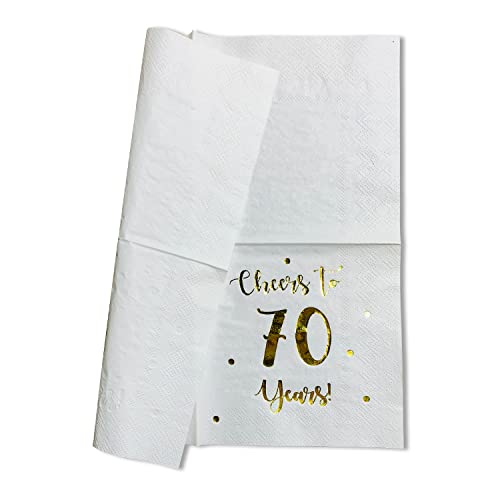 Cheers to 70 Years Cocktail Napkins - 50-Pack 3-Ply Party Supplies