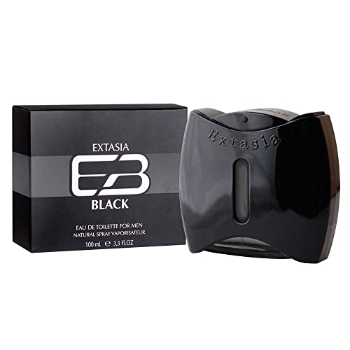 New Brand Extasia Black Men's Eau de Toilette Spray 3.4 oz - Long Lasting Aromatic Fragrance