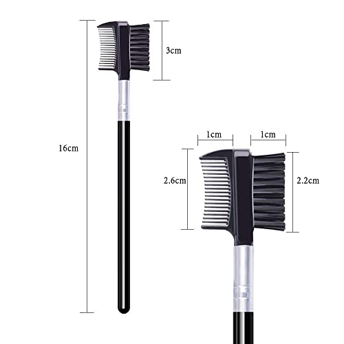 2-Pack Eyelash Comb and Eyebrow Brush Tool - Dual-Sided Groomer