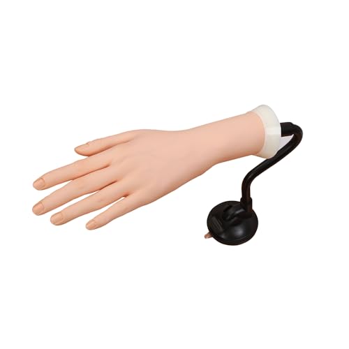 Left Practice Hand for Acrylic Nails with Holder - Flexible Mannequin Nail Practice Tool