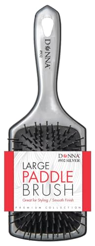 Donna Silver Large Paddle Brush for Detangling Wet, Thick, or Curly Hair