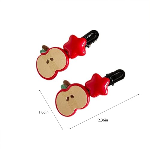 Kawaii Apple Hair Clips - Cute Star Barrettes for Women (2PCS)