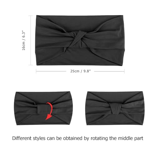 DRESHOW 4 Pack Vintage Turban Headbands for Women - Taupe, Snake, Leopard, Black