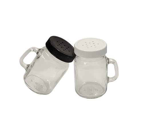 4 Ounce Mini Glass Mason Jars Set with Handles - Salt & Pepper Shakers